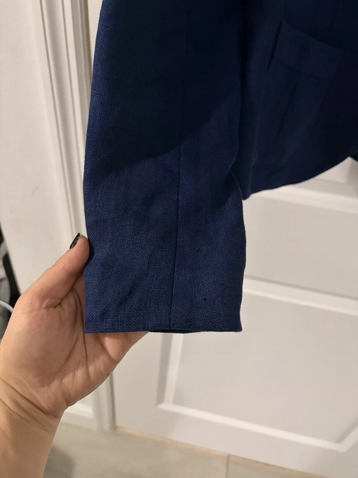 Chaqueta Blazer Ralph Lauren Azul Marino Oscuro Mujer Lino Talla 2 Pequeña Foto 4 de 4