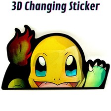 Pokemon Charmander Squirtle Bulbasaur 3D Lenticular Motion Sticker Car Decal Art