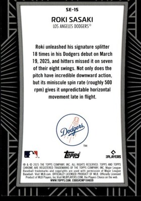 2025 Topps Chrome Shadow Etch Roki Sasaki Los Angeles Dodgers #SE