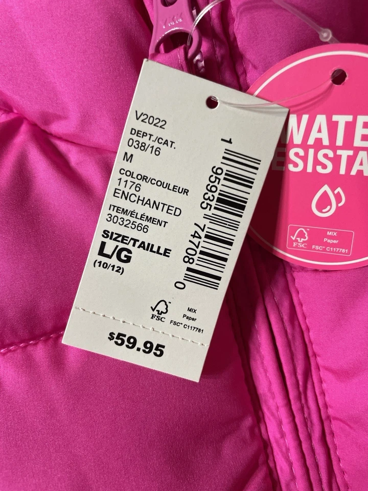Jaqueta acolchoada rosa feminina tamanho 10/12 por The Children’s Place resistente à água - Imagem 2 de 4
