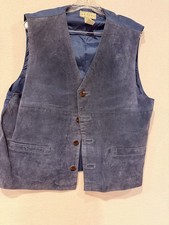 VTG Arizona Jean Company Men's Suede Blue Button Vest with Pockets Sz Large
