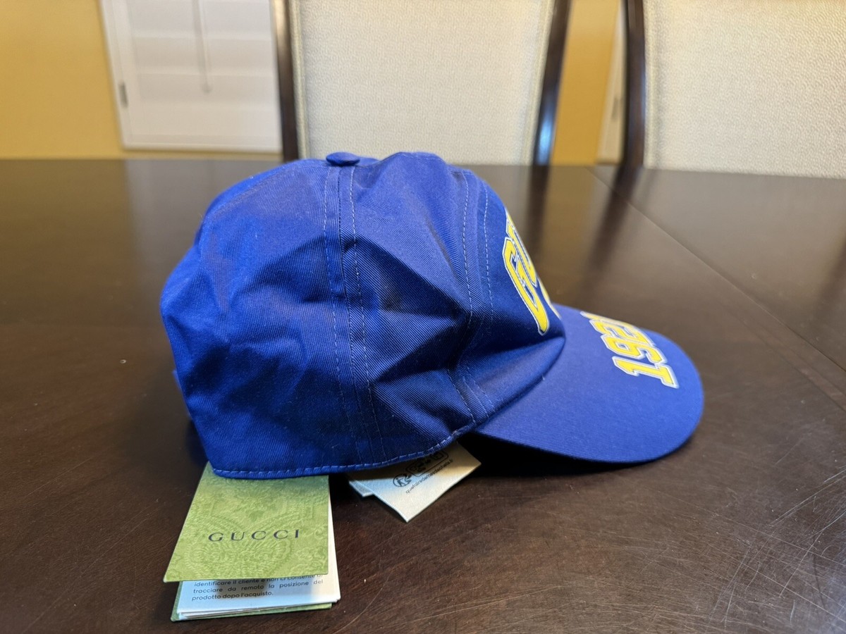 Gucci GG blue/yellow baseball hat size small adjustable display picture 1