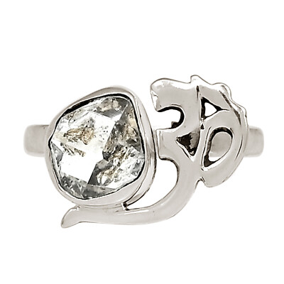 Om - Natural Herkimer Diamond - USA 925 Silver Ring Jewelry s.7.5 ALLR-29207