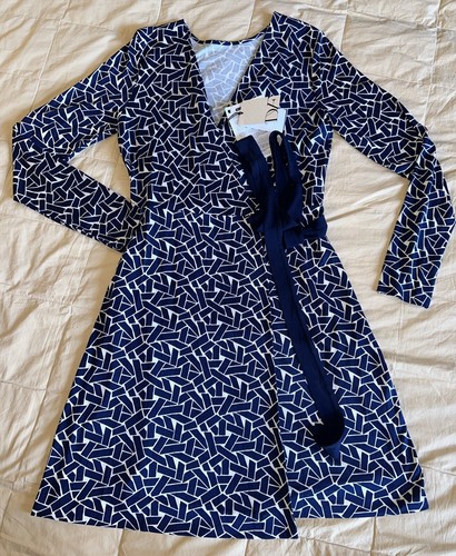 DVF WIEN BAND GEWEBT MINI MITTERNACHT WICKELKLEID GRÖSSE 8 NEU MIT ETIKETT