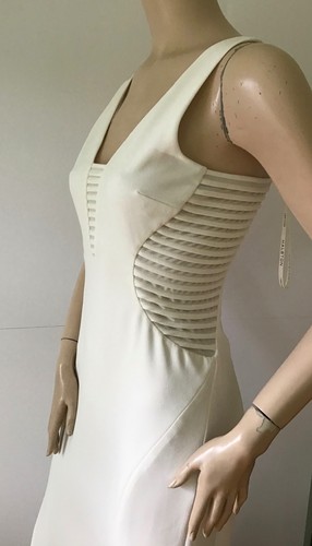 NUEVO HALSTON HERITAGE Lados acanalados Vestido de Noche sin mangas, Calafateo (Talla 6) - Imagen 8 de 12