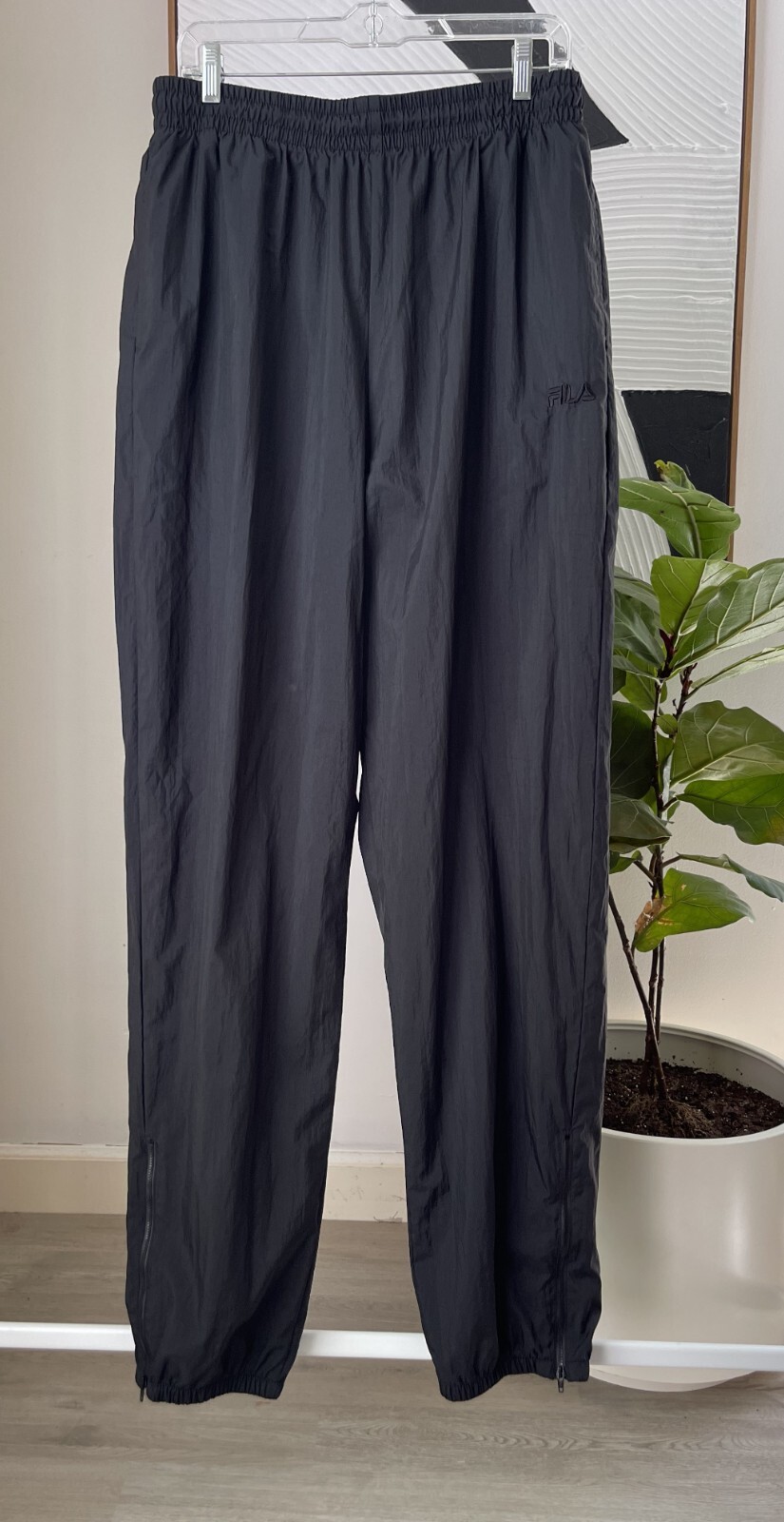 Pantalone uomo vintage FILA nero giacca a vento pista 100% nylon foderato taglia XXL 2XL