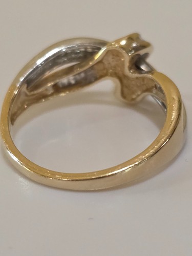 10k Diamond Lover's Knot Two-Tone White Yellow Gold Ring SZ 6.75 - 第 16/21 張圖片