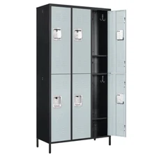 Metal Lockers with 6 Doors Steel Locker Storage Cabinet for Office School Gym