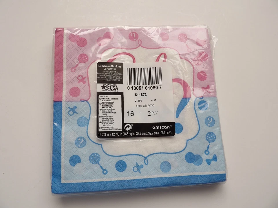 Servilletas de almuerzo de 2 capas para baby shower de niña o niño con revelación de género 16 piezas Foto 2 de 2