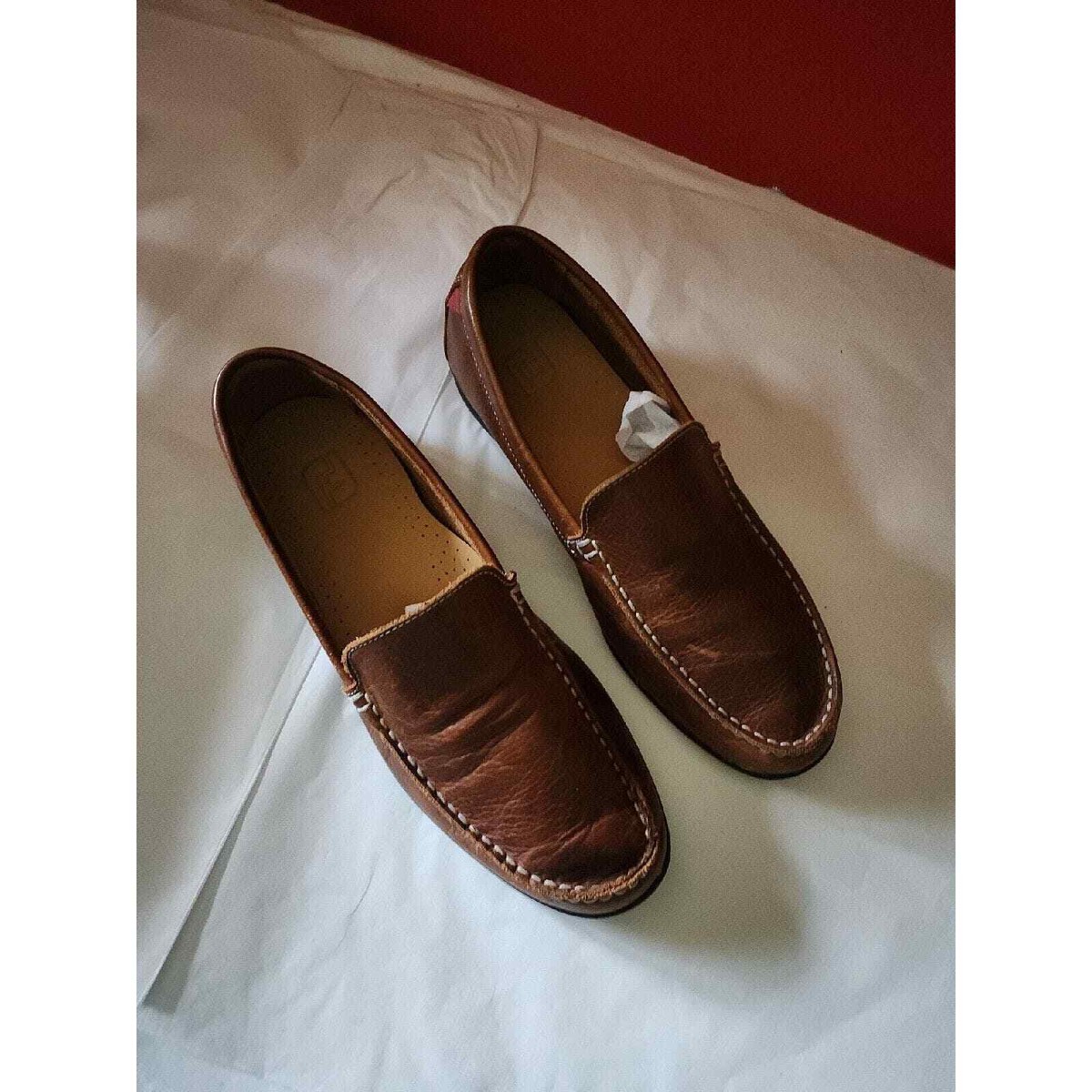 FOOTJOY Men’s Loafers Brown Pebbled Leather 79013 Moc Toe Slip On Club Casual Footjoy Club Casuals Loafer Golf Shoe #79013 Retail $175  main image 3