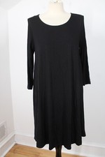 Karen Kane M Black Maggie Drapey Jersey 3/4 Sleeve Trapeze Shift Dress