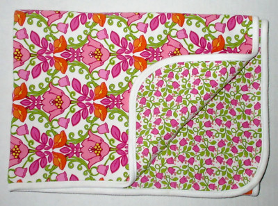 Vera Bradley Baby Blanket Lilli Bell Floral Receiving Security Lovey Pink Green