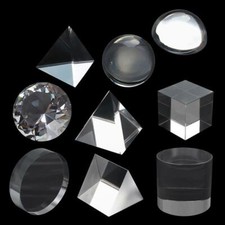 9Pcs Physical Optical Prism Set Tetrahedron Diamond Pyramid Hemisphere Cylinder