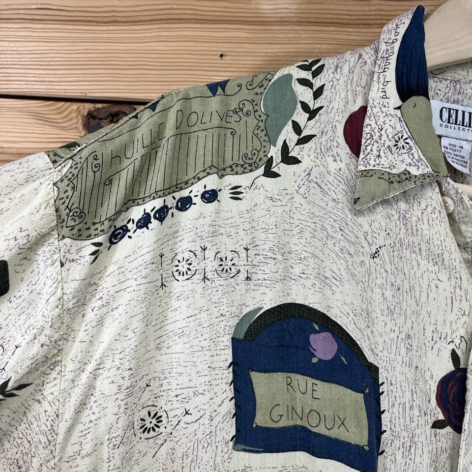 Camisa De Colección Cellini Mediana Rayón Botón Huille Dolives Rue Ginoux Café Bird B14 Foto 3 de 4