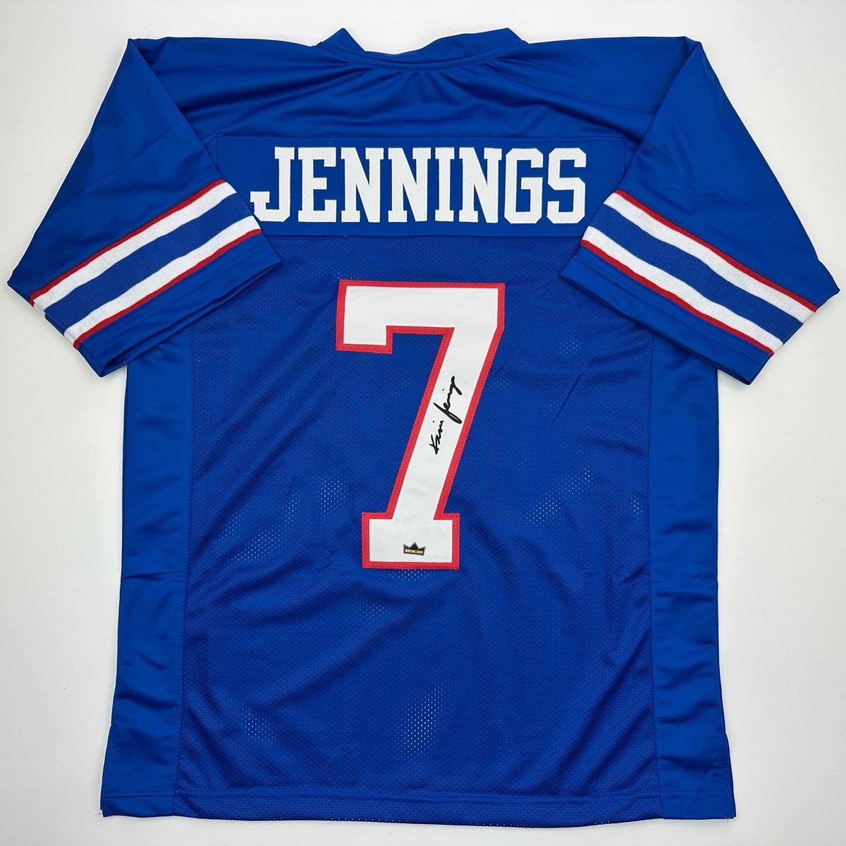 アメフト ユニフォーム Sサイズ Facsimile Autographed Kevin Jennings SMU Blue Reprint Jersey Size