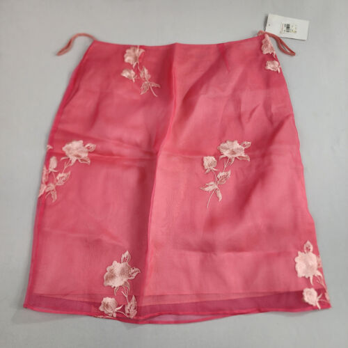Worthington Skirt Womens 12P Petite 100% Silk Pink Flolar 7143206 Zip Ladies - Afbeelding 1 van 12