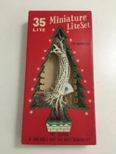 Vtg Christmas Tree Red Lights 35 Mini Clear Reflectors Flower Petal Japan Set