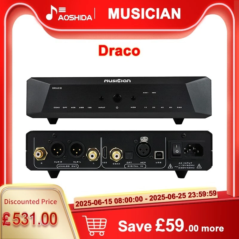 Musiker Draco R2R DAC USB/I2S/AES/Opt/Koax Eingang Cinch/XLR Balance Output Decoder