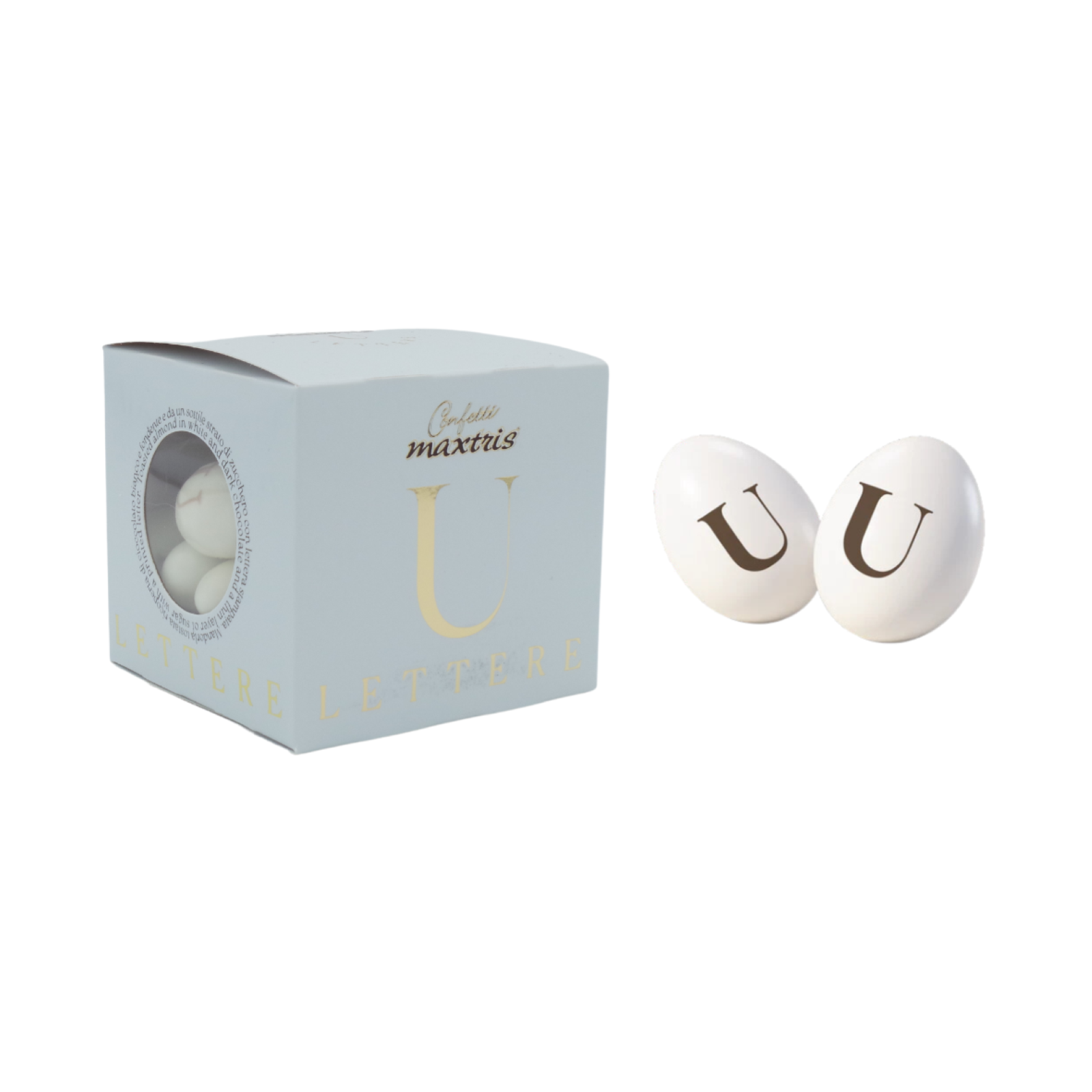 Confetti Maxtris Lettera U Ciocomandorla Colore Bianco 200 g Cioccolato Mandorla