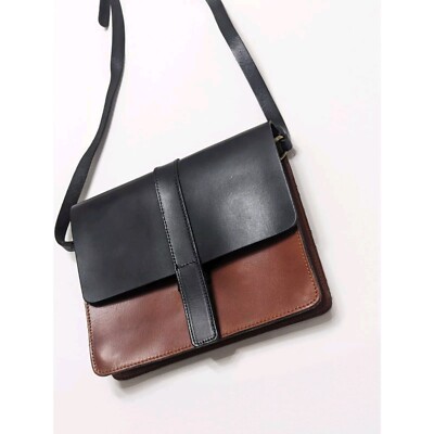 ZARA Two-tone 100% PremiumBuffalo Leather Clutch Crossbody Shoulder Bag