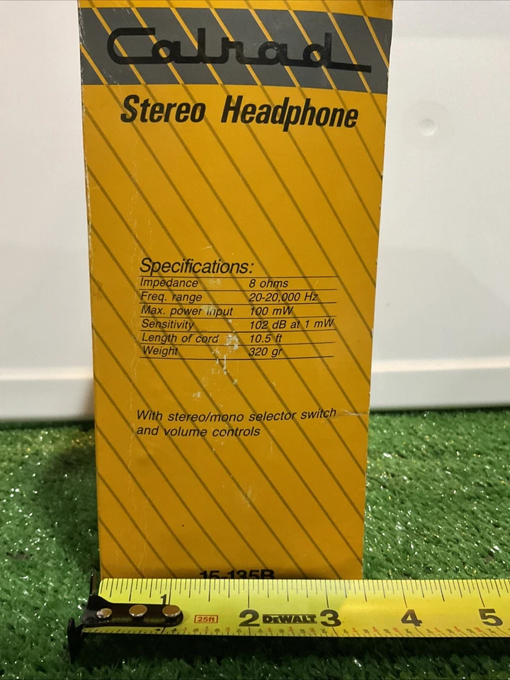NIB Calrad 15-135B Stereo Over-the-Ear Headphones Black 1/4” Jack 10.5ft Cord - Image 3 of 4