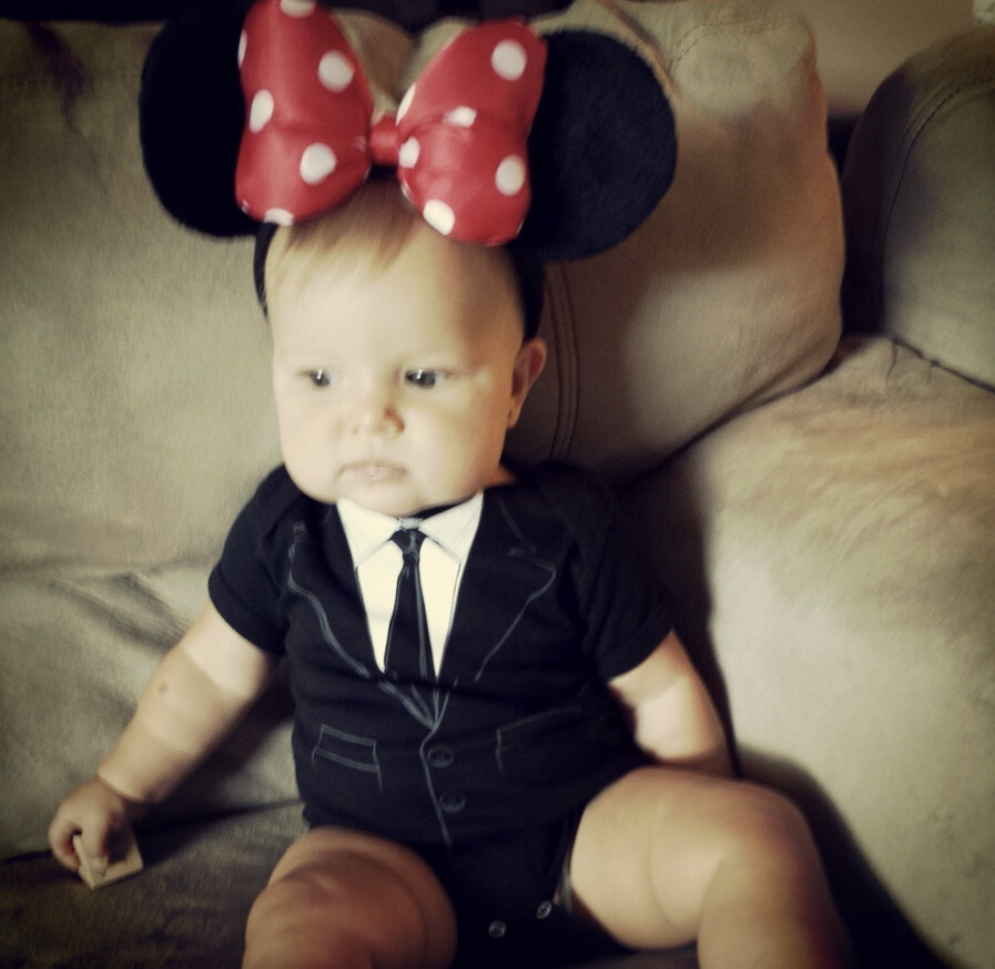 Baby Tuxedo Romper with Snap Suit & Tie for Showers – 18M-image