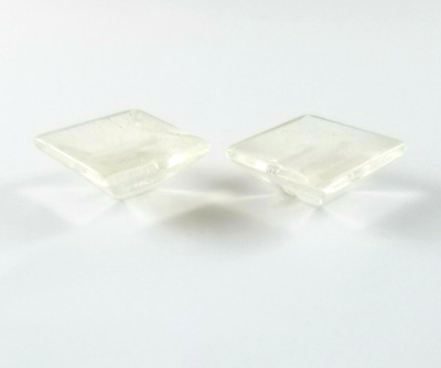 Two Vintage Clear Plastic Square Buttons
