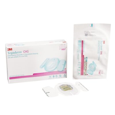 3M Tegaderm CHG I.V. Securement Dressing, 3½ x 4½ Inch CA of 100