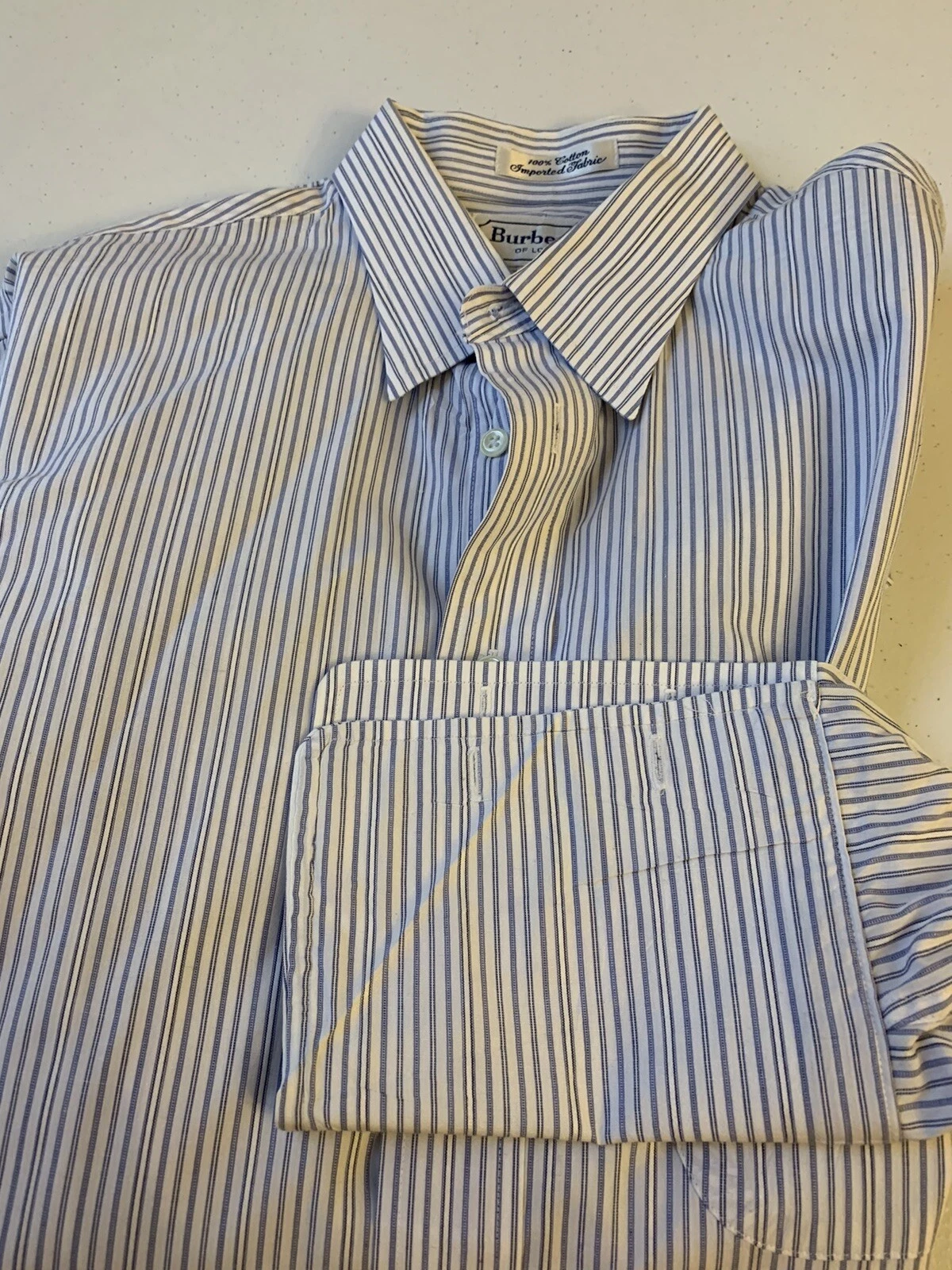 Uomo Camicia in cotone BURBERRY LONDON 17 33 RIGHE blu e bianche