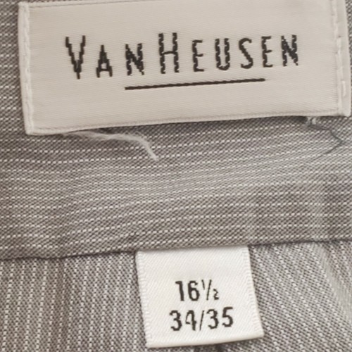 Van Heusen taglia 16 1/2 pinpoint Oxford grigio con bottoni e strisce bianche - Foto 5 di 7