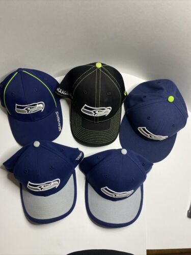Five Seahawks New Era Fitted Hats Size Md-Lg / Leg/ XL ( 2 Youth, 3 Adult) - Picture 2 of 10
