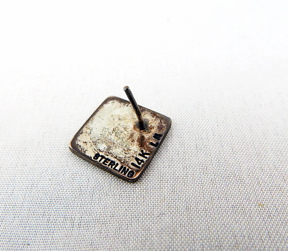 NATIVE AMERICAN HOPI - INDIAN Sterling & 14K earrings NATIVE AMERICAN HOPI - INDIAN Sterling & 14K earrings