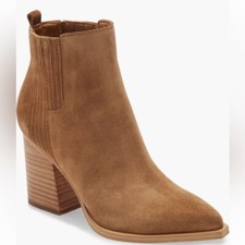 Marc Fisher Oshay Pointed Toe Booties in Natural Suede Size 9