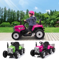 Children's Electric Tractor With Bucket  Battery Powered W/ Trailer Ride On Toy
