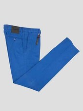 NEW MARCO PESCAROLO BLUE COTTON SILK CASHMERE EA PANTS US 34 - EU 50 PZ16