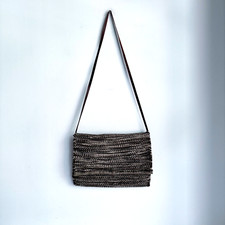 Vintage Wool Knit Large Messanger Bag w Leather Strap