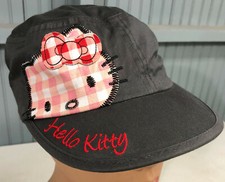 Hello Kitty Girls Gray Stretch One Size Military Style Cap Hat