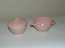 Melmac Creamer and Sugar Bowl With Lid Pink Westinghouse