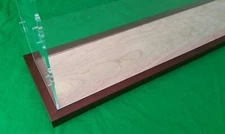 38"L x 6"W x 12"H display case with 3/16" thick acrylic brown wood frame base