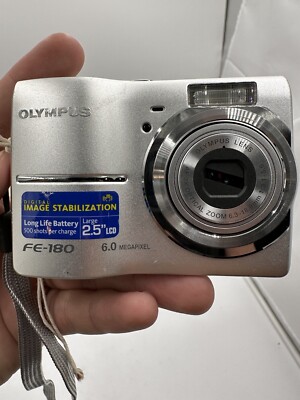 Olympus Point And Shoot FE-180 Silver Digital Camera Collectible