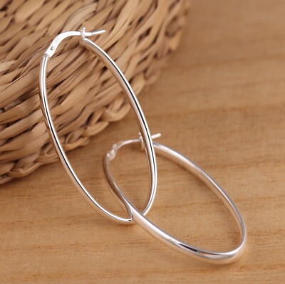Massiv 925 Sterlingsilber stilvoll einfach oval U-förmig Huggie Hoop Ohrringe verpackt