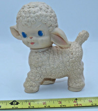 Vintage 1955 Sun Rubber Co. Lamb Sheep Toy Doll Head Turns Sqeecker Works