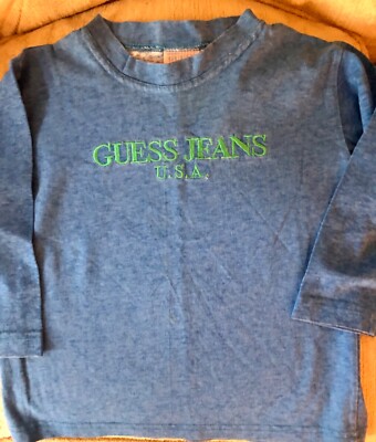 Baby Guess Jeans USA shirt Boys Size L long sleeve blue top 17'' length 16'' chest