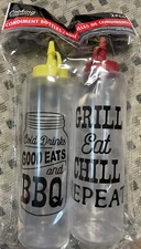 2PK 12oz Squeeze Bottles Kitchen Condiments Ketchup Mustard Containers Dispenser