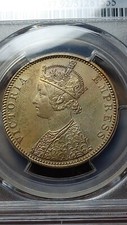 1901 B Bombay India Silver Rupee PCGS Uncirculated UNC Details Cleaned      5115