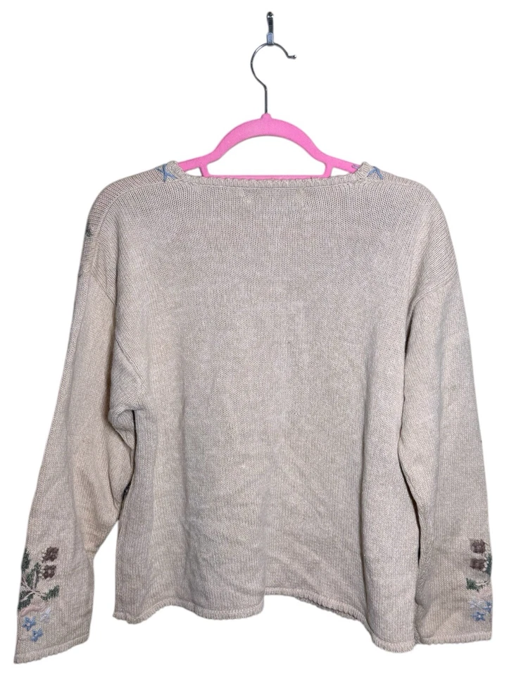 Suéter Jantzen vintage de los años 40 para mujer L/XL estilo bosque bordado a mano cárdigan Foto 3 de 3