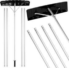 Gisafai Snow Roof Rake Snow Removal Tool with 5 Section Tubes 25 Inch Blade Adju