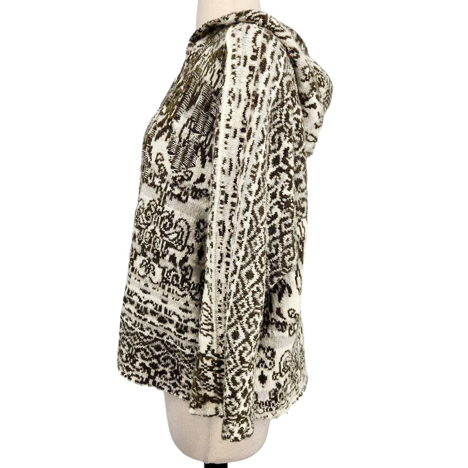 OFF WHITE Free People Raggy Felpa con Cappuccio Maglia Maglione Oversize Small