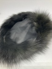 Vintage Black FOX Mink FUR Satin Lined Pillbox HAT EUC