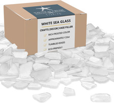 White Sea Glass   22Oz Beach Glass for Crafts, Vase Fillers  Decor   Bulk Tumbl